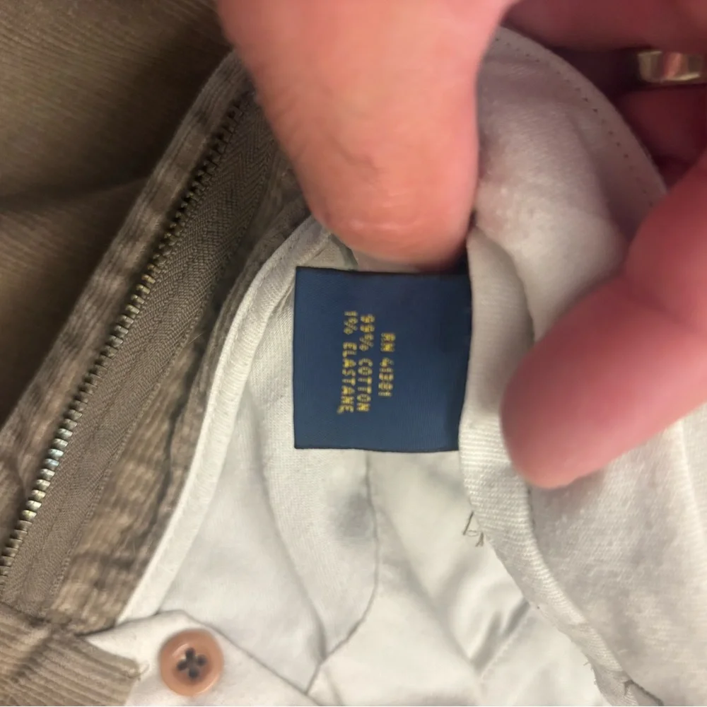 Men's Polo 34-34 flat front Corduroy Pants in Taupe